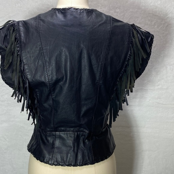 HARLEY DAVIDSON‎ Womens XS Black Leather Vest Fringe Biker Chick Motorcycle - Picture 7 of 16
